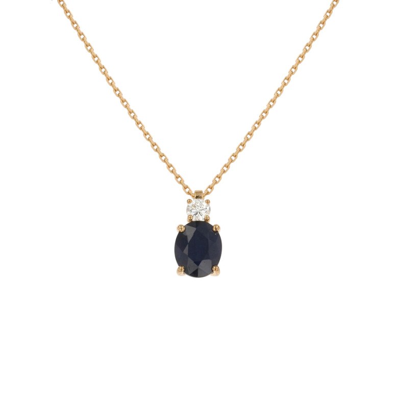 Collier saphir 3 carats et diamant 0.26 carat or jaune 4.61g Comme neuf -  reconditionné disponible sur Gemme Les Bijoux